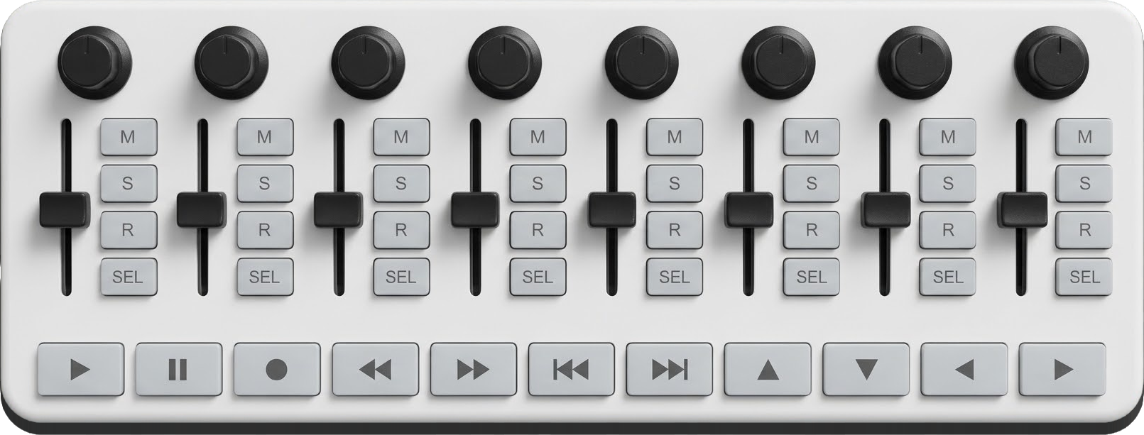 An M-VAVE SMC-Mixer MIDI controller as drawn in the MidiPanel app